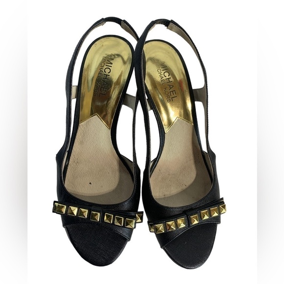 MICHAEL Kors Leather Slingback Rockstud Heels - Picture 2 of 9